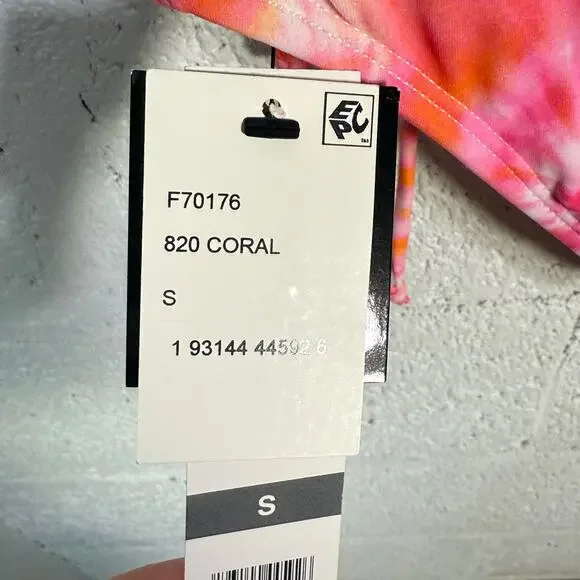 SUNDAZED Harper Tie-Dyed Bikini Top & Strappy Bottoms, CORAL 32DD/S - Picture 10 of 15